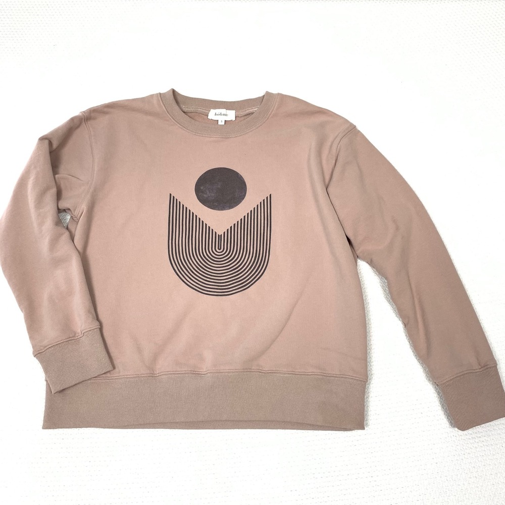 Bohme Geometric Graphic Sweatshirt Womens S Mauve Pink Cotton Pullover